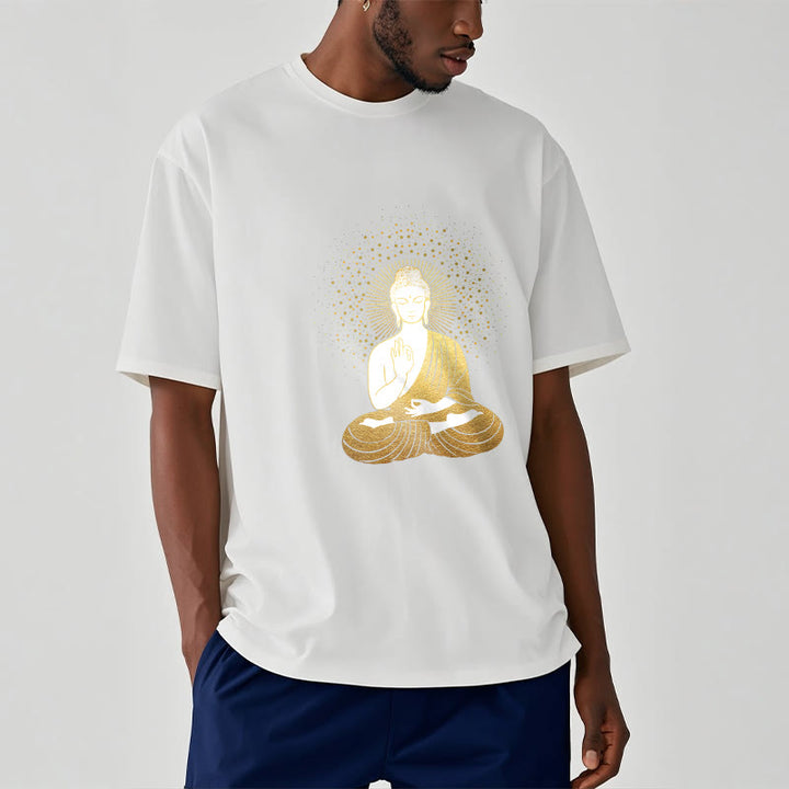Buddha Stones Złoty Budda Medytacja Z Złotą Aurą Koszulka T-shirt - image 8