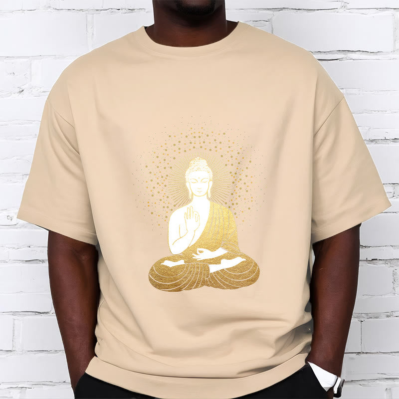 Buddha Stones Złoty Budda Medytacja Z Złotą Aurą Koszulka T-shirt - image 12