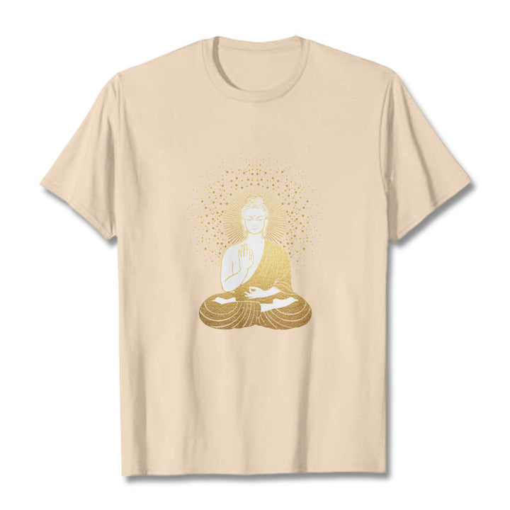 Buddha Stones Złoty Budda Medytacja Z Złotą Aurą Koszulka T-shirt - For - 2XL - image 11