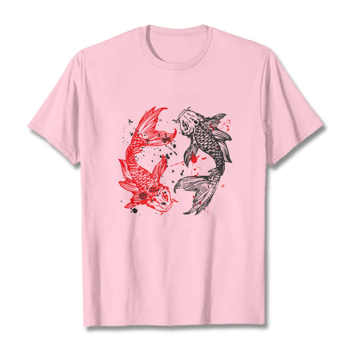 Koszulka z nadrukiem Buddha Stones Red Black Koi Fish - Jasnoróżowy - 2XL - image 12