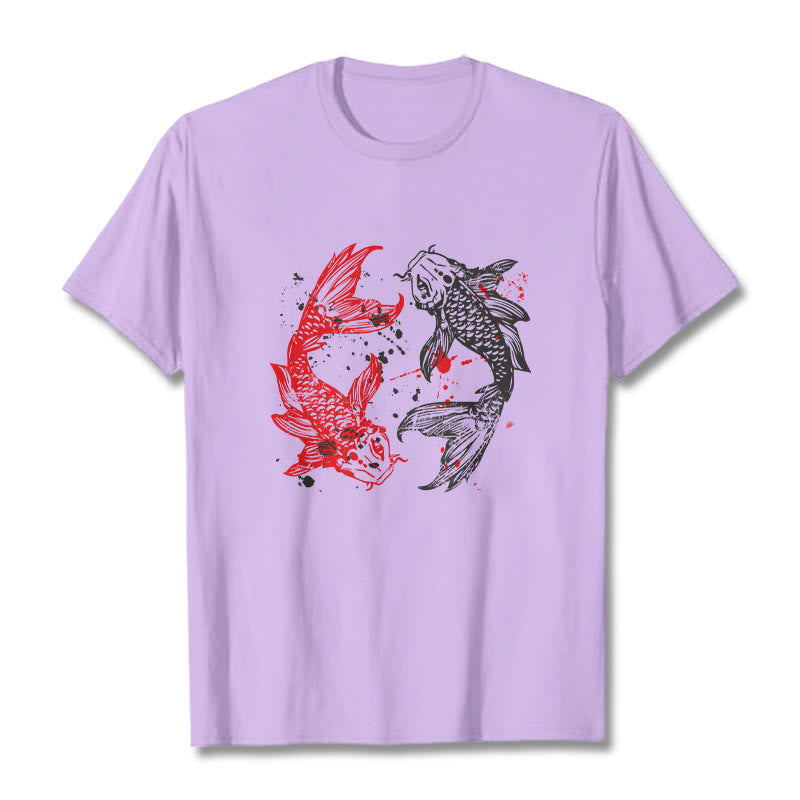 Koszulka z nadrukiem Buddha Stones Red Black Koi Fish - Śliwka - 2XL - image 16