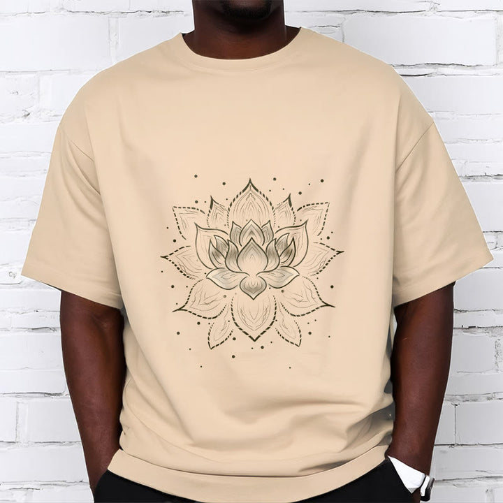 Koszulka z nadrukiem Buddha Stones Złoty Lotos Kwiat T-shirt