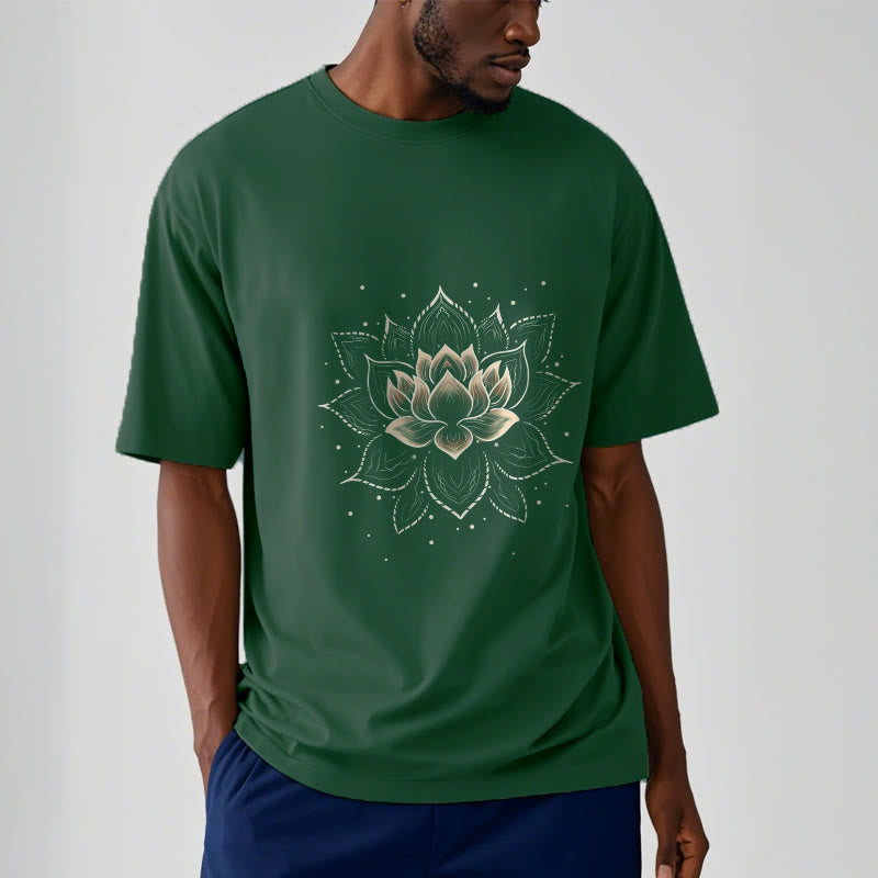 Koszulka z nadrukiem Buddha Stones Złoty Lotos Kwiat T-shirt