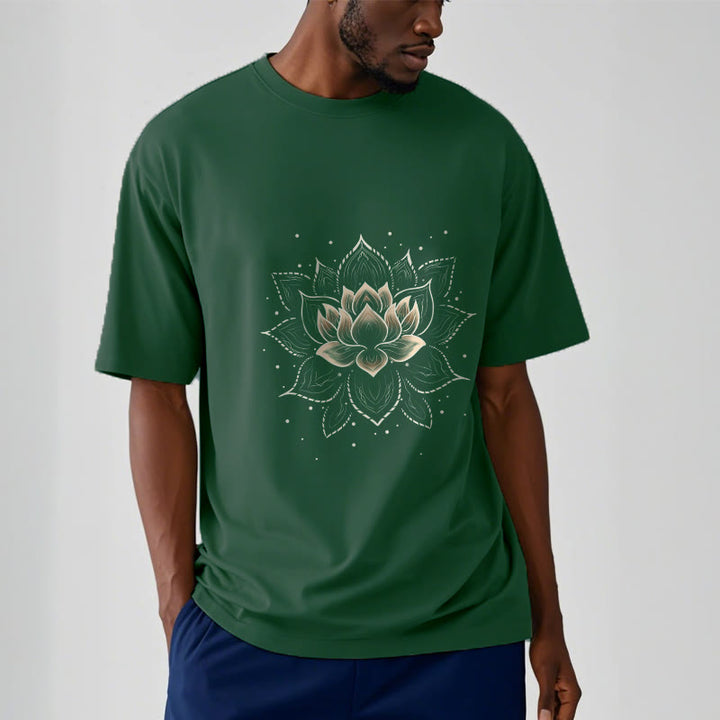Koszulka z nadrukiem Buddha Stones Złoty Lotos Kwiat T-shirt
