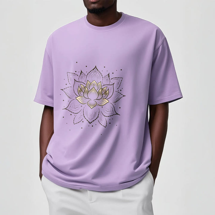 Koszulka z nadrukiem Buddha Stones Złoty Lotos Kwiat T-shirt