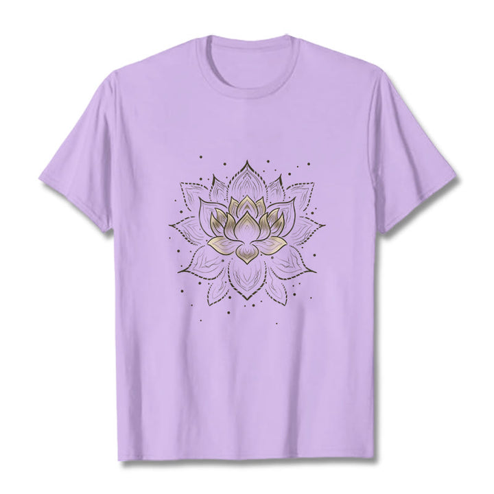 Koszulka z nadrukiem Buddha Stones Złoty Lotos Kwiat T-shirt
