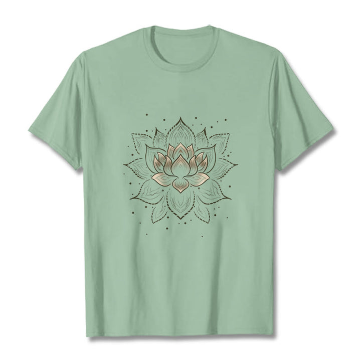 Koszulka z nadrukiem Buddha Stones Złoty Lotos Kwiat T-shirt