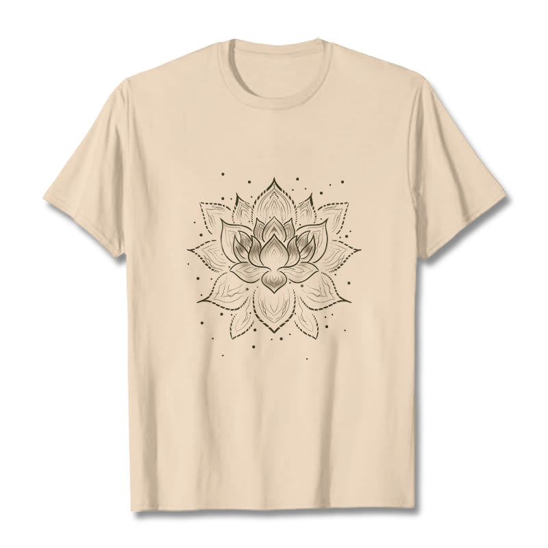 Koszulka z nadrukiem Buddha Stones Złoty Lotos Kwiat T-shirt