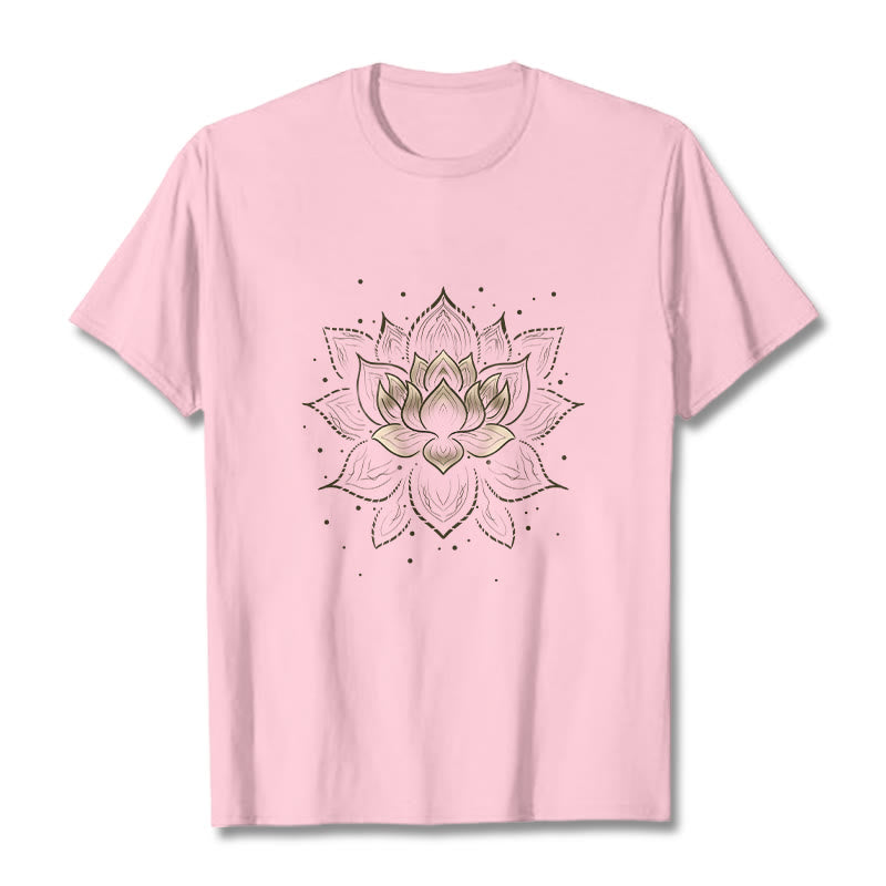 Koszulka z nadrukiem Buddha Stones Złoty Lotos Kwiat T-shirt - Jasnoróżowy - 2XL - image 12