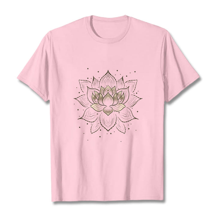 Koszulka z nadrukiem Buddha Stones Złoty Lotos Kwiat T-shirt