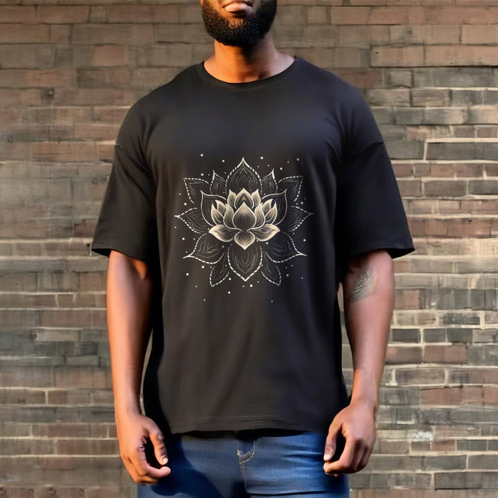Koszulka z nadrukiem Buddha Stones Złoty Lotos Kwiat T-shirt
