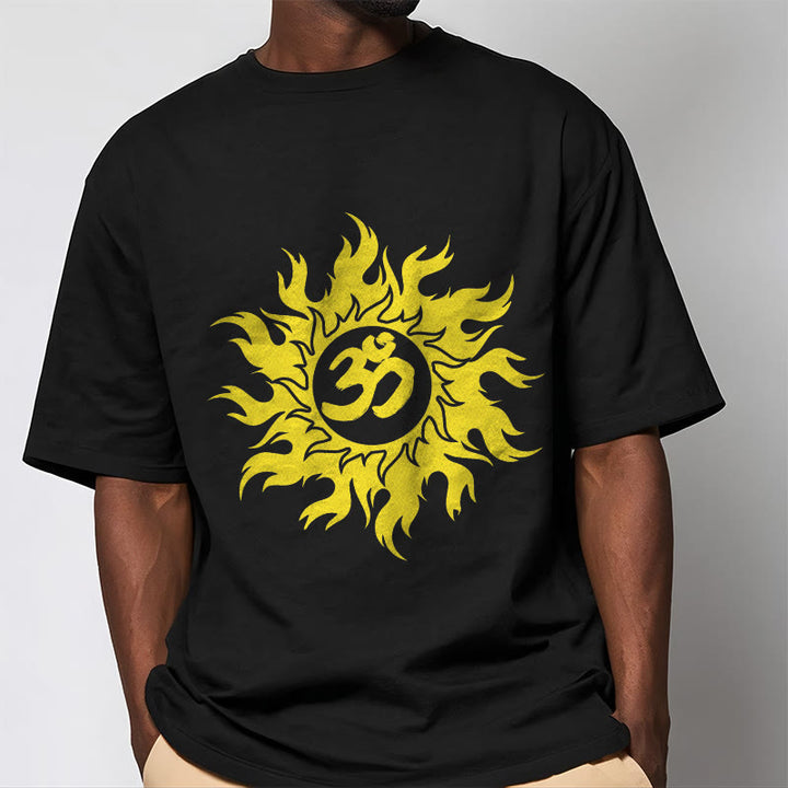 Buddha Stones OM Mantra Sanskryt Gold Sun Tee - image 2