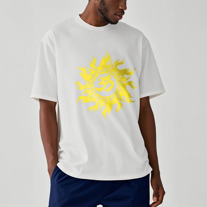 Buddha Stones OM Mantra Sanskryt Gold Sun Tee - image 7