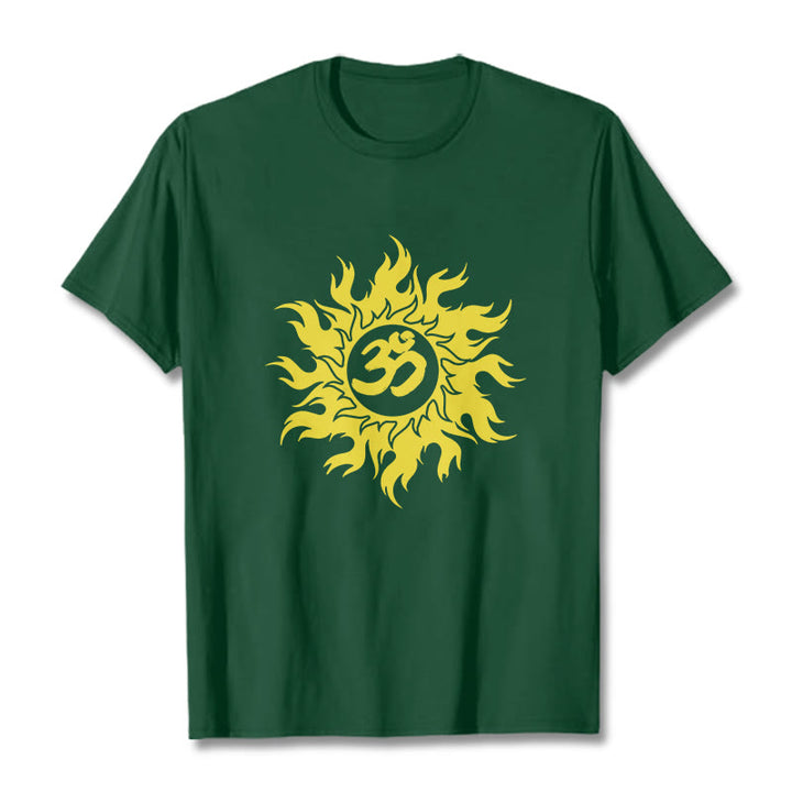 Buddha Stones OM Mantra Sanskryt Gold Sun Tee - ForestGreen - 2XL - image 11