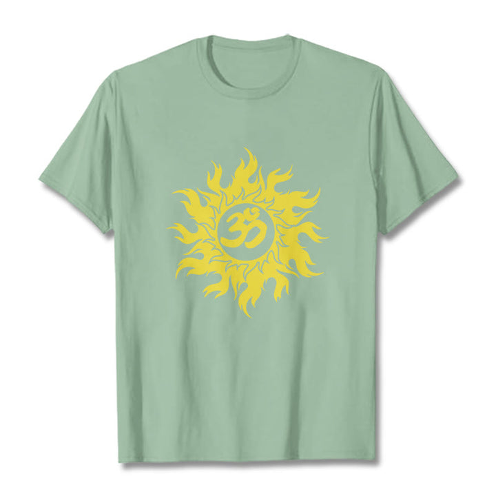 Buddha Stones OM Mantra Sanskryt Gold Sun Tee - PaleGreen - 2XL - image 15