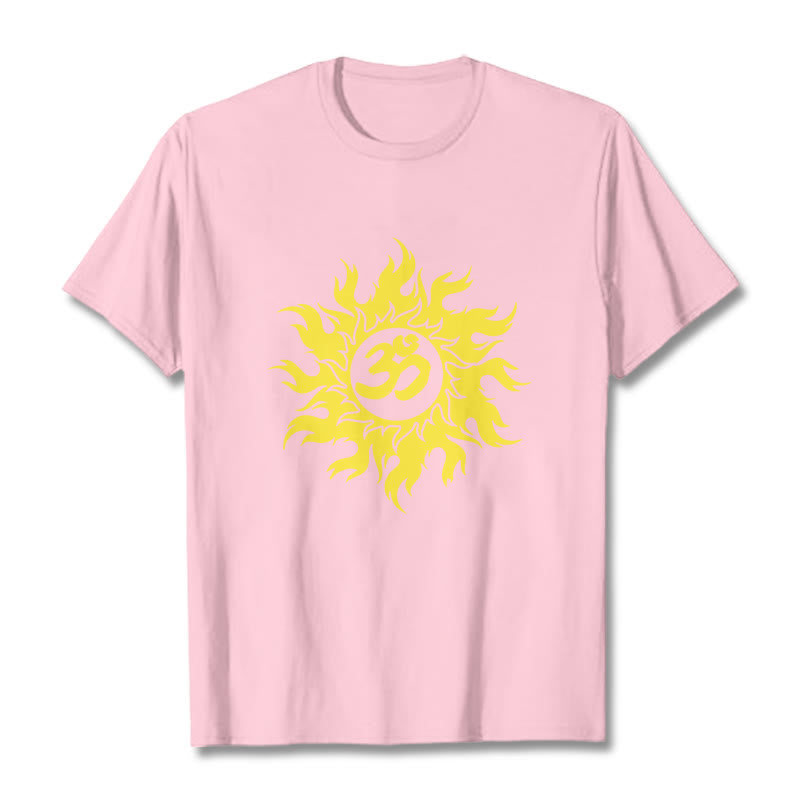 Buddha Stones OM Mantra Sanskryt Gold Sun Tee - Jasnoróżowy - 2XL - image 12