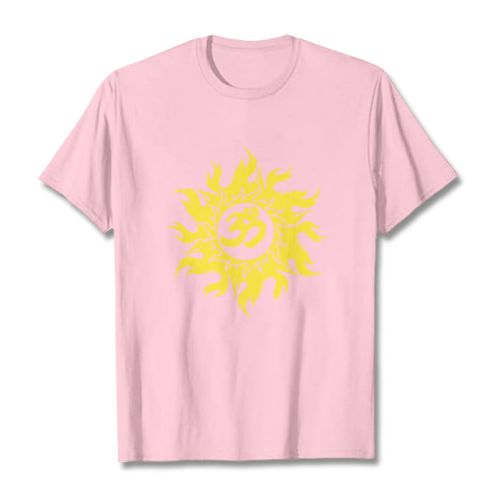 Buddha Stones OM Mantra Sanskryt Gold Sun Tee - Jasnoróżowy - 2XL - image 12