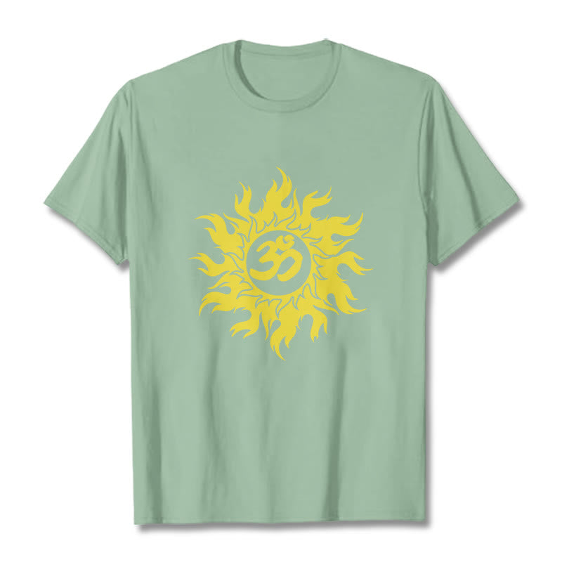 Buddha Stones OM Mantra Sanskryt Gold Sun Tee - PaleGreen - 2XL - image 14