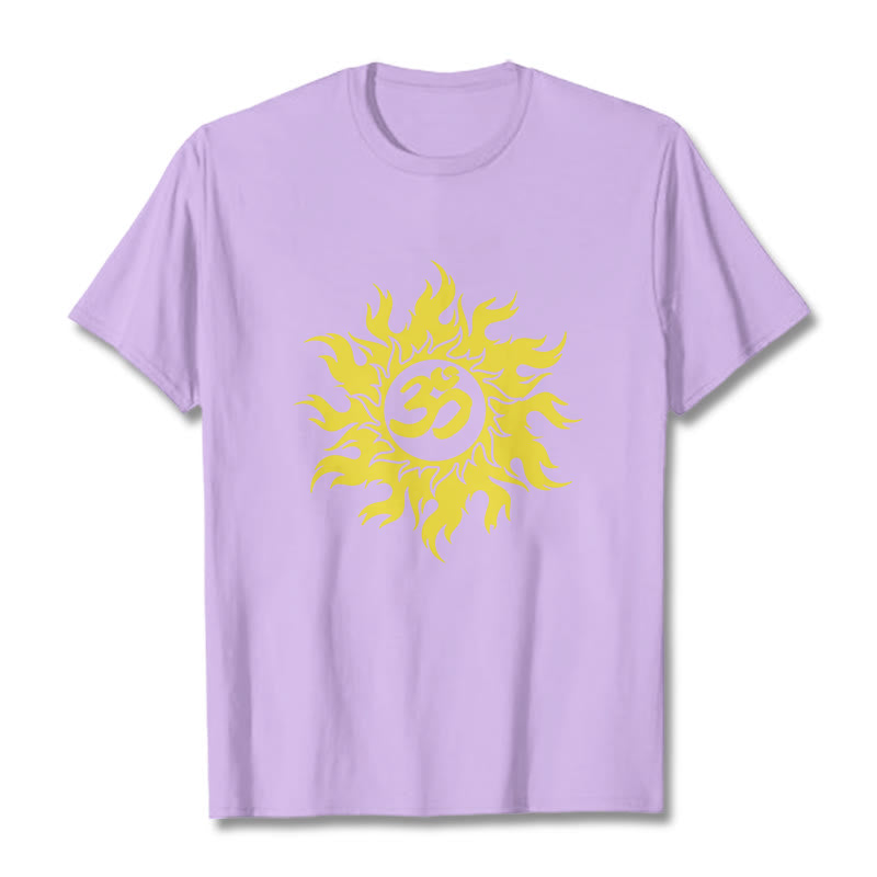Buddha Stones OM Mantra Sanskryt Gold Sun Tee - Śliwka - 2XL - image 16