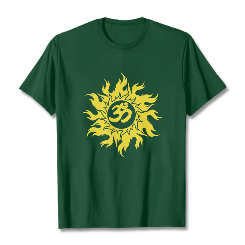 Buddha Stones OM Mantra Sanskryt Gold Sun Tee - ForestGreen - 2XL - image 10