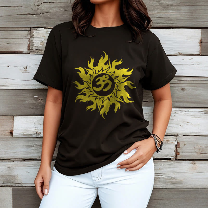 Buddha Stones OM Mantra Sanskryt Gold Sun Tee - image 4
