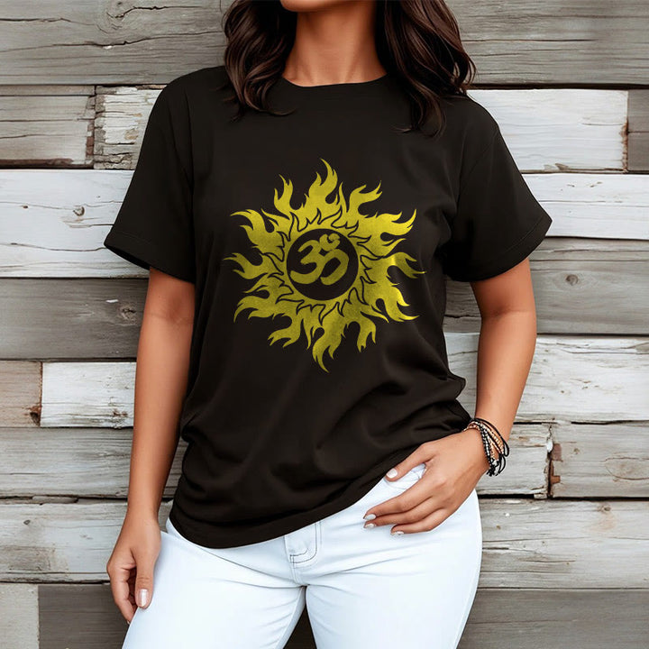 Buddha Stones OM Mantra Sanskryt Gold Sun Tee - image 4