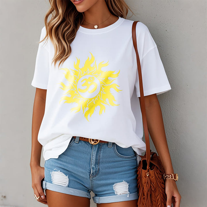 Buddha Stones OM Mantra Sanskryt Gold Sun Tee - image 8