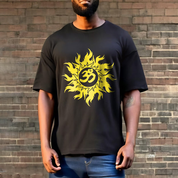 Buddha Stones OM Mantra Sanskryt Gold Sun Tee - image 2