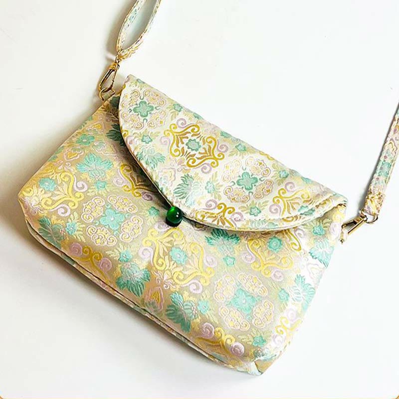 Buddha Stones Retro Kwiaty Wzór Poliester Bawełna Haft Torba Crossbody Hangbags