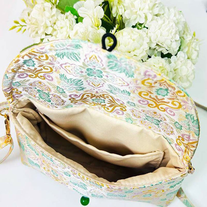 Buddha Stones Retro Kwiaty Wzór Poliester Bawełna Haft Torba Crossbody Hangbags