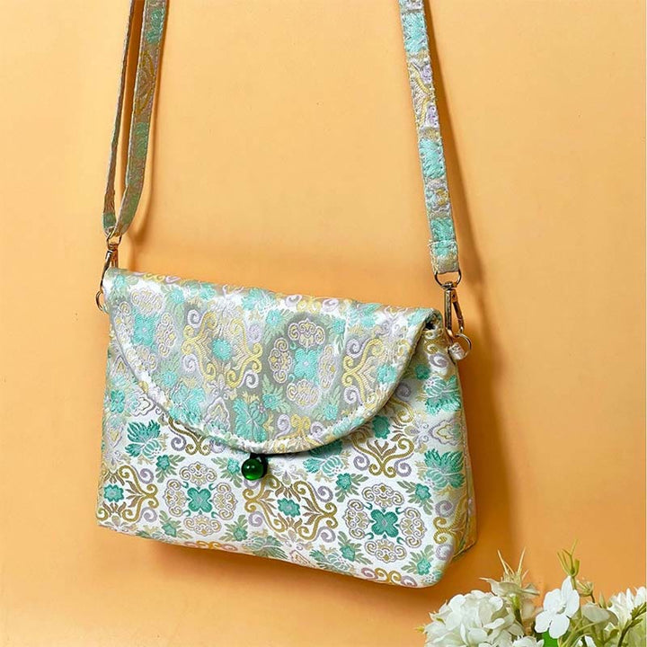Buddha Stones Retro Kwiaty Wzór Poliester Bawełna Haft Torba Crossbody Hangbags