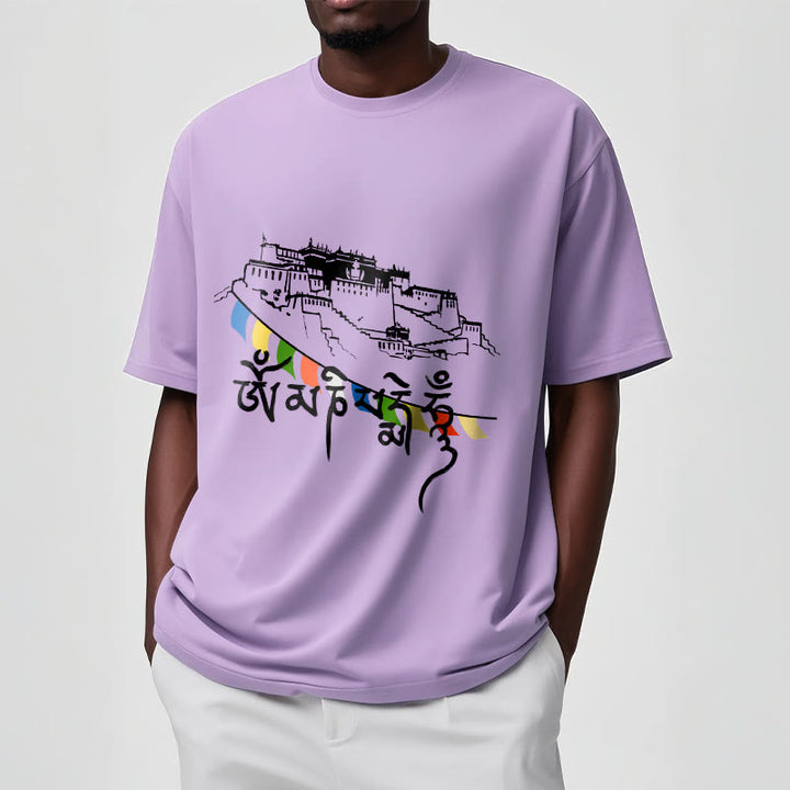 Buddha Stones Pałac Potala Om Mani Padme Hum Modlitewne Flagi Bawełniane T-shirt - image 17