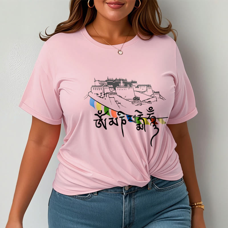 Buddha Stones Pałac Potala Om Mani Padme Hum Modlitewne Flagi Bawełniane T-shirt - image 19