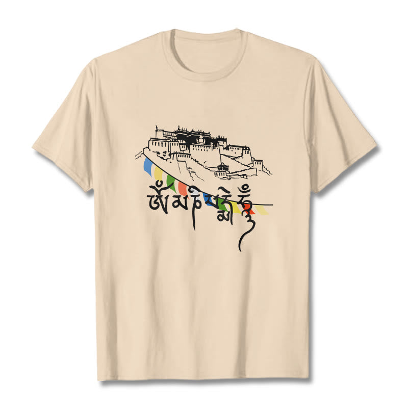 Buddha Stones Pałac Potala Om Mani Padme Hum Modlitewne Flagi Bawełniane T-shirt - For - 2XL - image 9