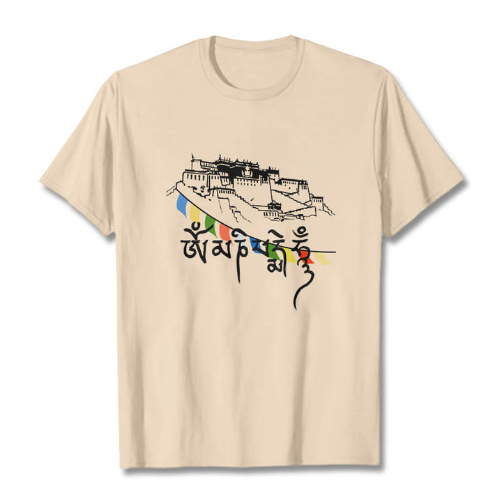 Buddha Stones Pałac Potala Om Mani Padme Hum Modlitewne Flagi Bawełniane T-shirt - For - 2XL - image 9