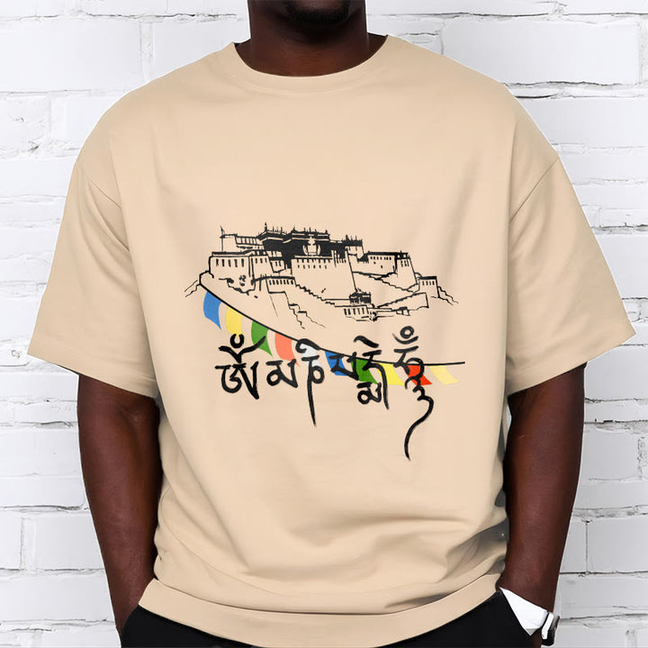 Buddha Stones Pałac Potala Om Mani Padme Hum Modlitewne Flagi Bawełniane T-shirt - image 11