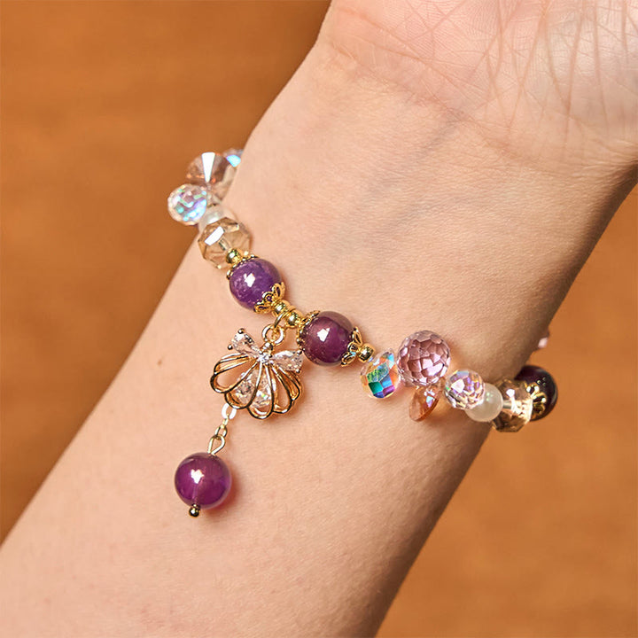 Bransoletka Buddha Stones Natural Amethyst Citrine Pearl Shell Peace