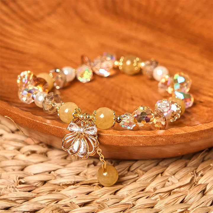 Bransoletka Buddha Stones Natural Amethyst Citrine Pearl Shell Peace