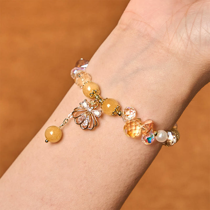 Bransoletka Buddha Stones Natural Amethyst Citrine Pearl Shell Peace