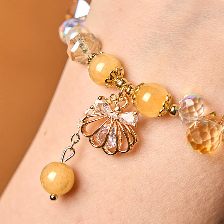 Bransoletka Buddha Stones Natural Amethyst Citrine Pearl Shell Peace