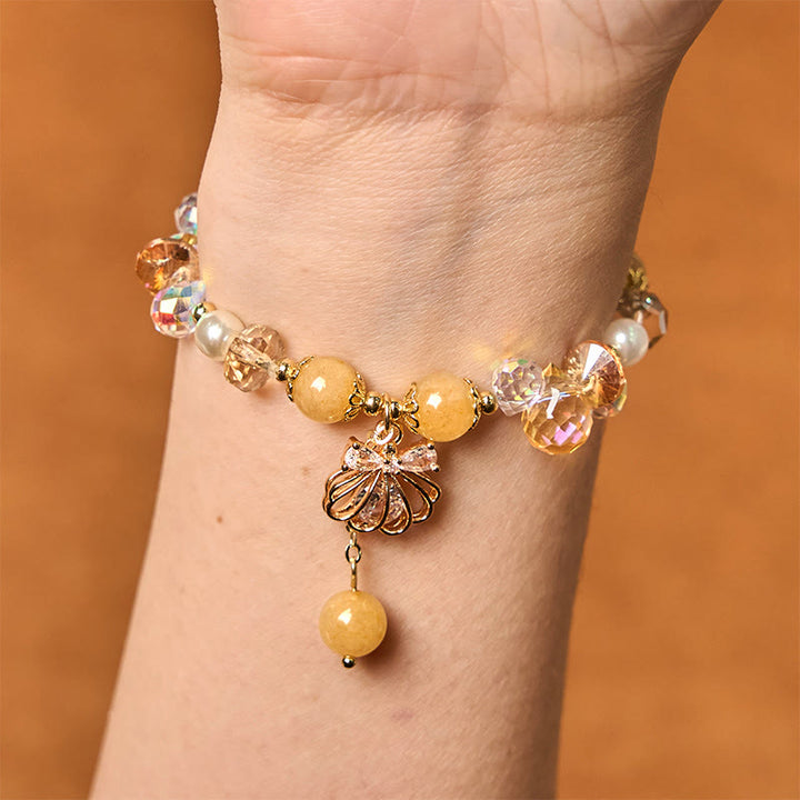Bransoletka Buddha Stones Natural Amethyst Citrine Pearl Shell Peace