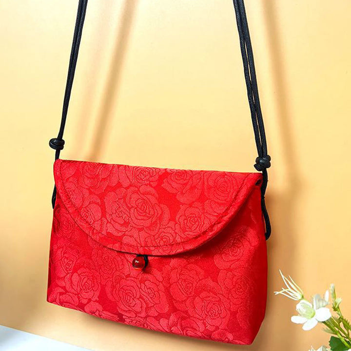 Buddha Stones Retro Kwiaty Wzór Poliester Bawełna Haft Torba Crossbody Hangbags