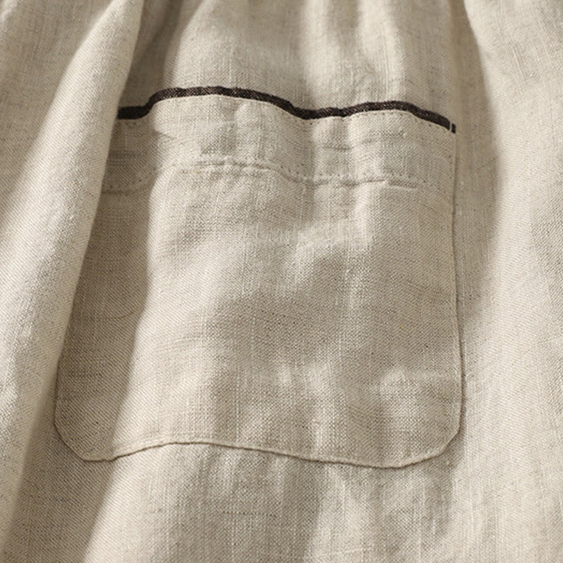 Buddha Stones Letnie swobodne czyste kolory ściągacz 9 długości bawełna len damskie spodnie haremowe z kieszeniami - image 5