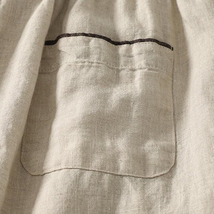 Buddha Stones Letnie swobodne czyste kolory ściągacz 9 długości bawełna len damskie spodnie haremowe z kieszeniami - image 5