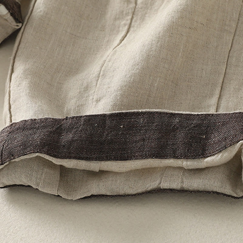 Buddha Stones Letnie swobodne czyste kolory ściągacz 9 długości bawełna len damskie spodnie haremowe z kieszeniami - image 8