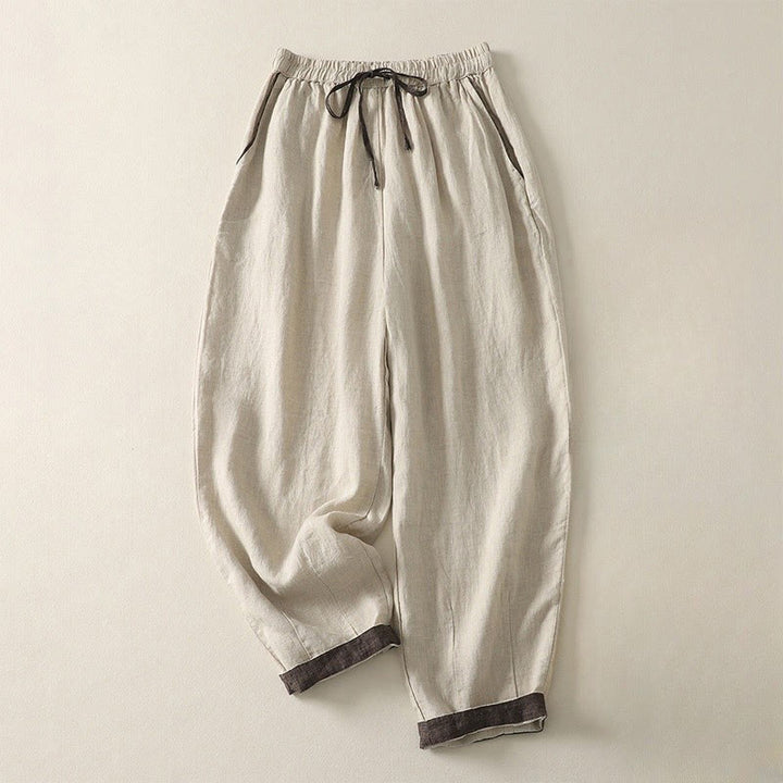 Buddha Stones Letnie swobodne czyste kolory ściągacz 9 długości bawełna len damskie spodnie haremowe z kieszeniami - Bielizna - US8-10，UK/AU12-14，EU40-42 (2XL) - image 0