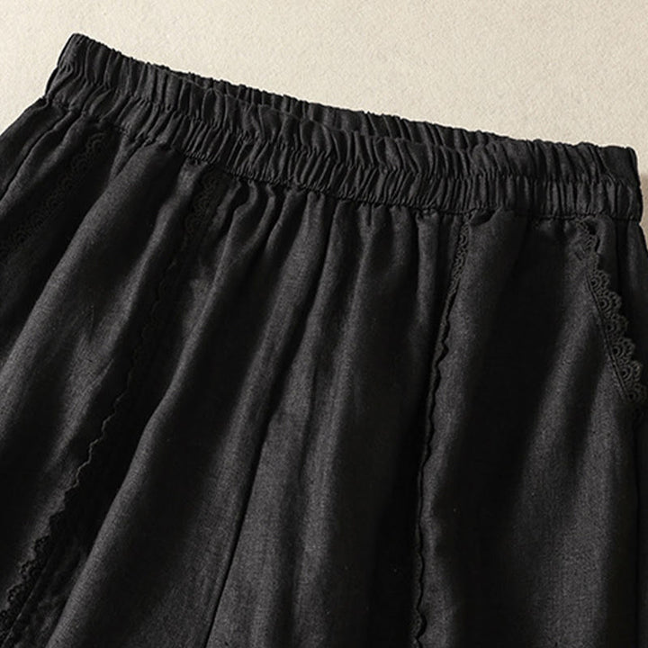 Buddha Stones Casualowe Gładkie Koronkowe Boczne Wzory 7-8 Długość Bawełna Lniane Damskie Spodnie Harem Z Kieszeniami - image 26