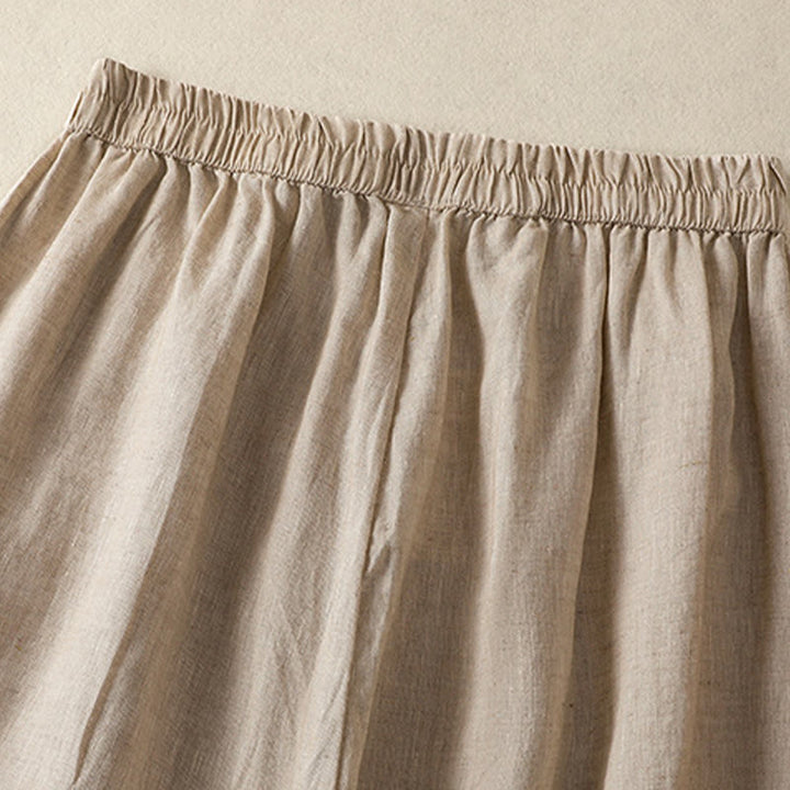 Buddha Stones Casualowe Gładkie Koronkowe Boczne Wzory 7-8 Długość Bawełna Lniane Damskie Spodnie Harem Z Kieszeniami - image 3