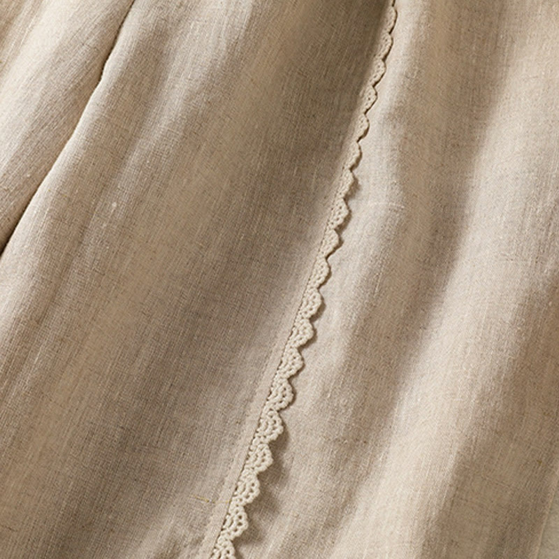 Buddha Stones Casualowe Gładkie Koronkowe Boczne Wzory 7-8 Długość Bawełna Lniane Damskie Spodnie Harem Z Kieszeniami - image 5