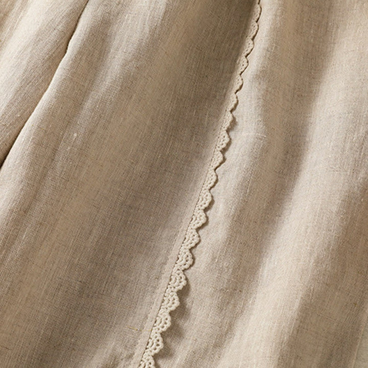 Buddha Stones Casualowe Gładkie Koronkowe Boczne Wzory 7-8 Długość Bawełna Lniane Damskie Spodnie Harem Z Kieszeniami - image 5